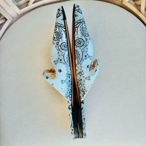 NEW $875 Zimmerman Aura Linen Leather Blue Paisley-Print Pointed Toe Mules 8.5 - Picture 12 of 16